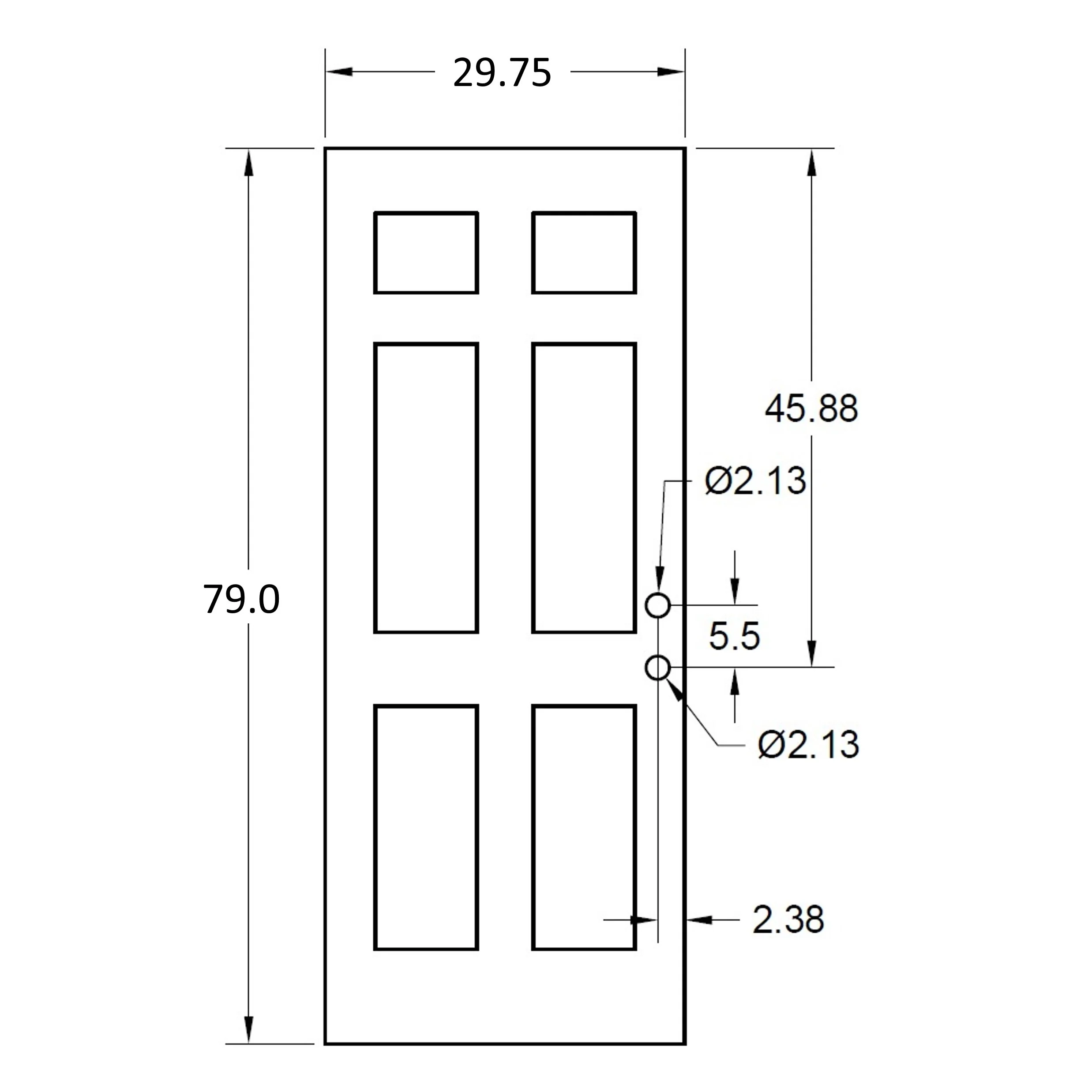 30" x 80" OUTSWING Prehung Smooth Fiberglass Entry Door System (6 Panel) - Image 4
