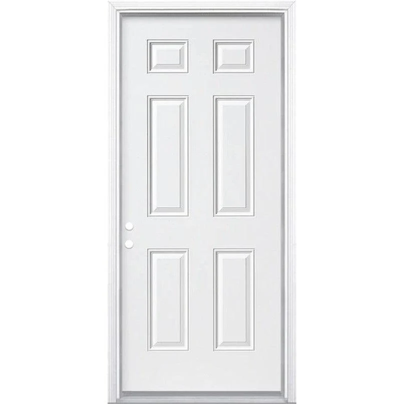30" x 80" Prehung Smooth Fiberglass Entry Door System (6 Panel) - Image 2