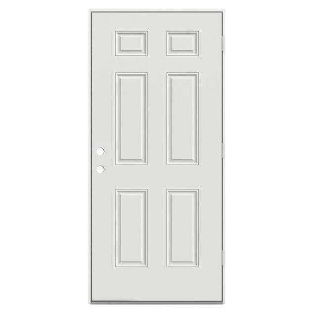 32" x 80" OUTSWING Prehung Smooth Fiberglass Entry Door System (6 Panel)