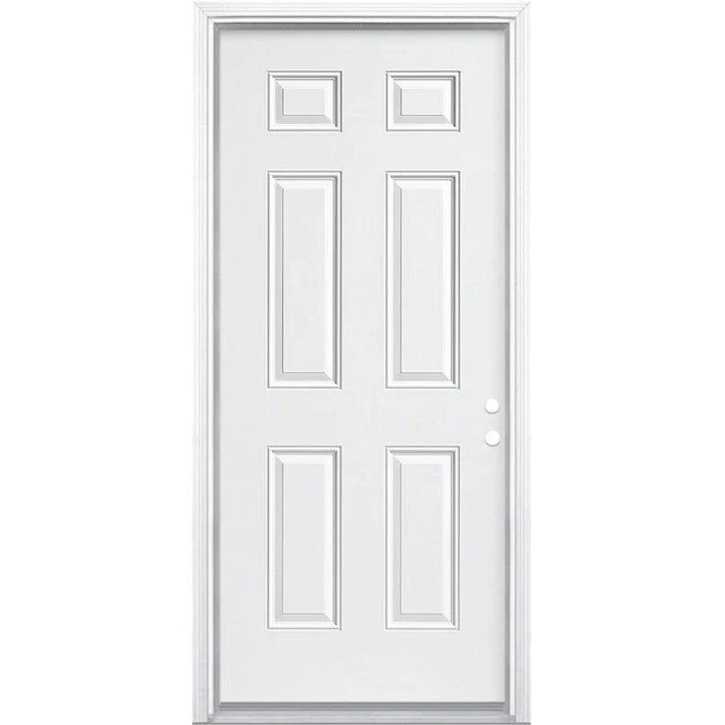 36" x 80" Smooth Fiberglass Entry Door & Framing Kit (6 Panel)