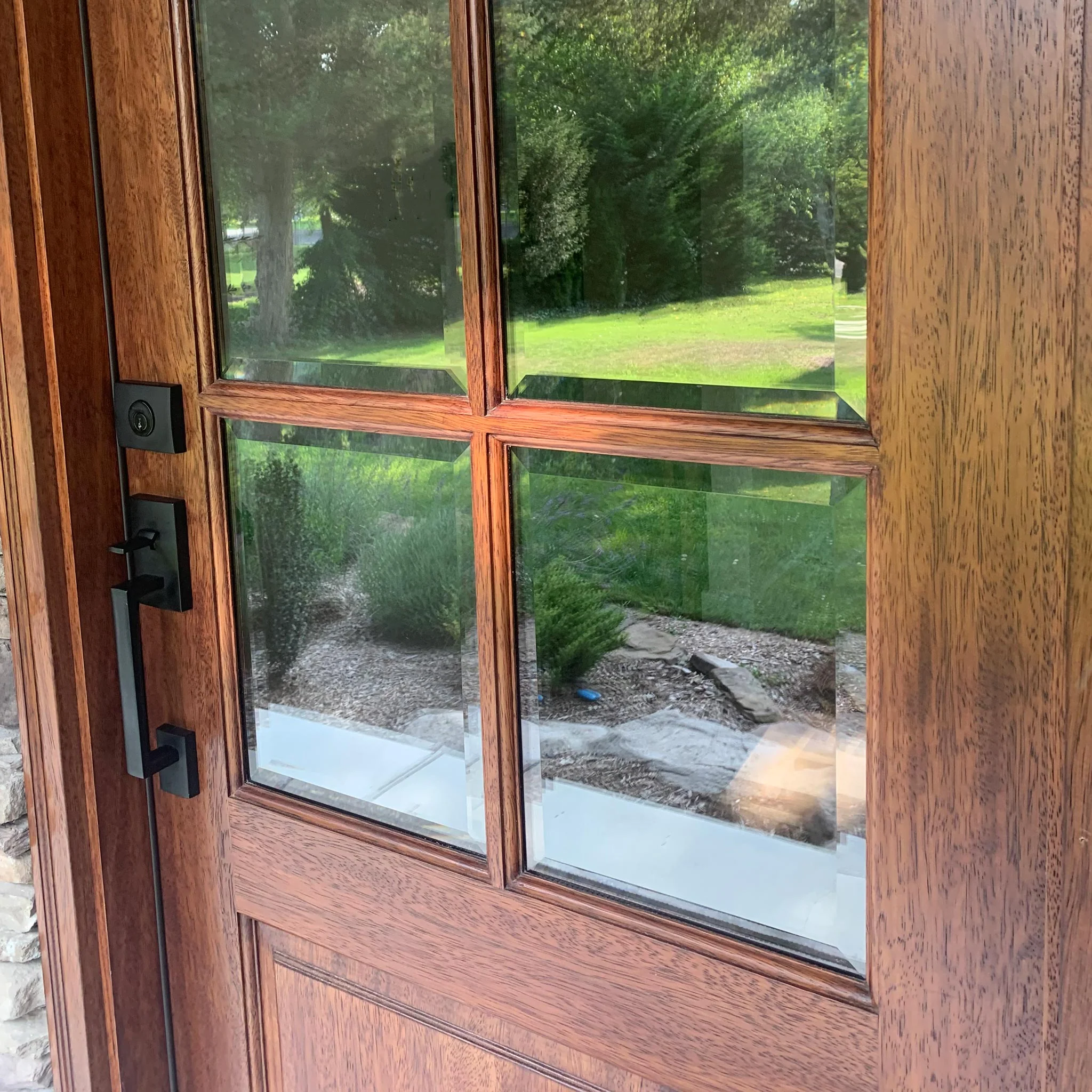 36" Prehung Mahogany Entry Door System (3/4 Glass 6 Lite) - Image 3