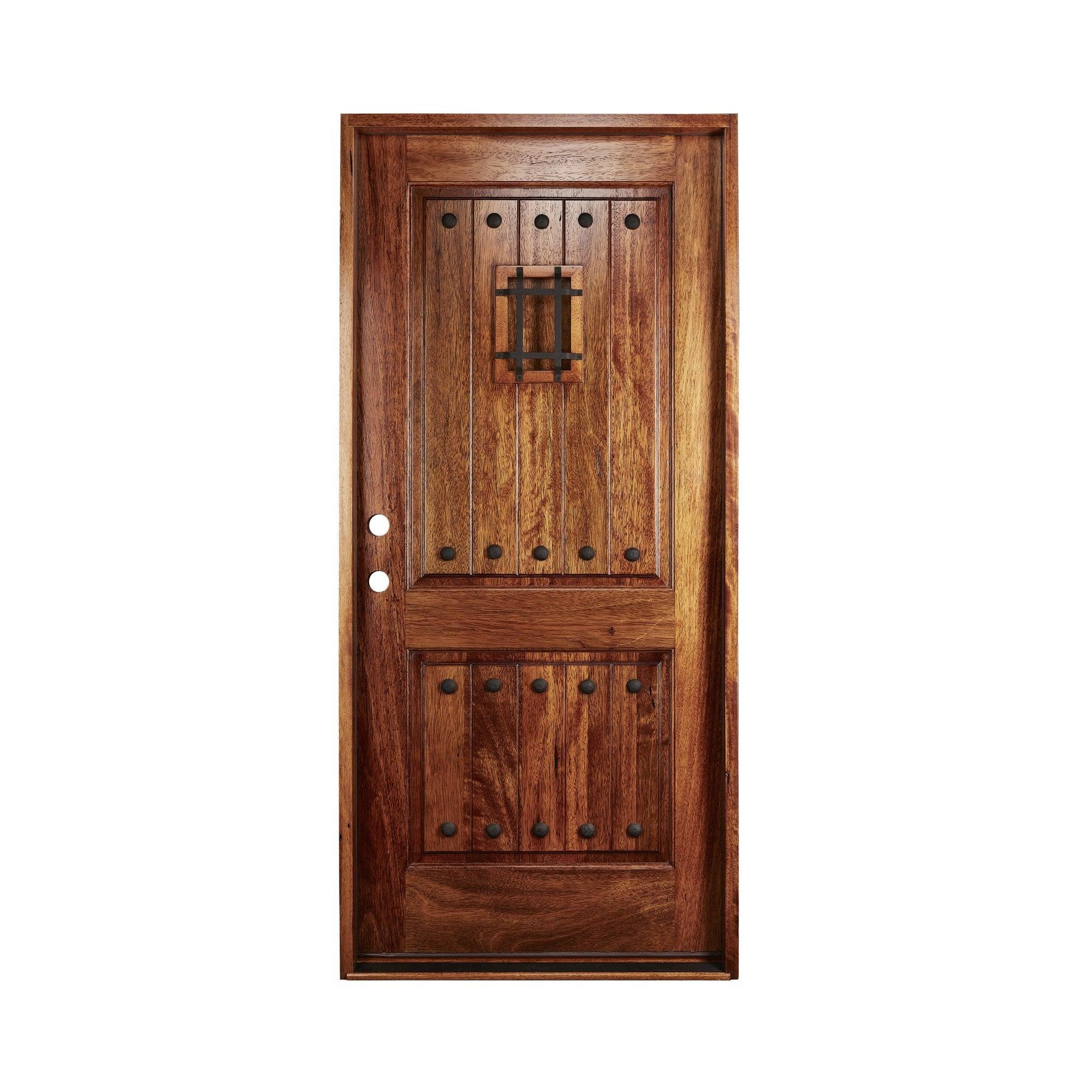 36" Prehung Rustic Mahogany Entry Door System (Speakeasy Clavos) - Image 6