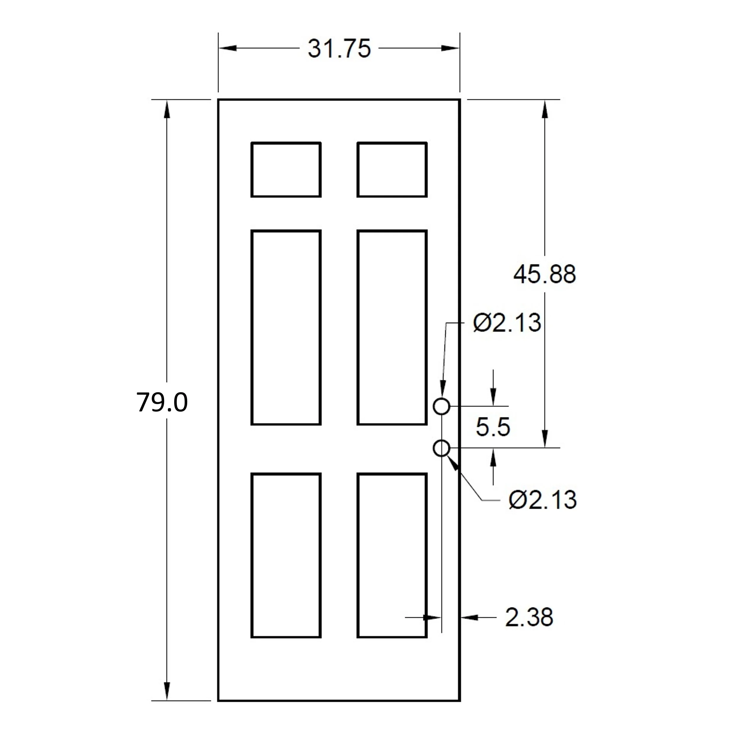 Smooth Fiberglass Entry Door Slab (6 Panel) - Image 12
