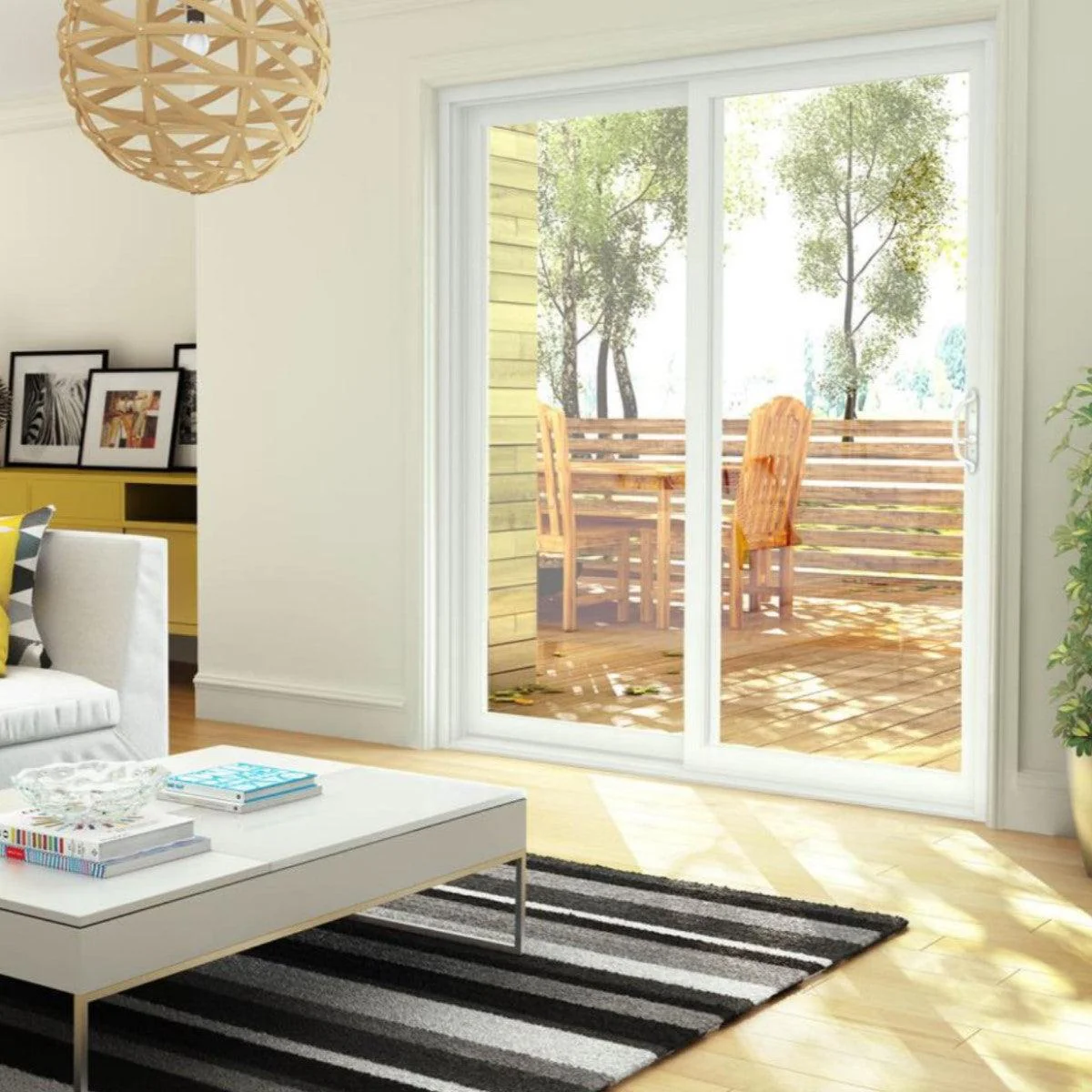 2 Panel Sliding White Patio Door (Low-E Clear Glass) - Image 5