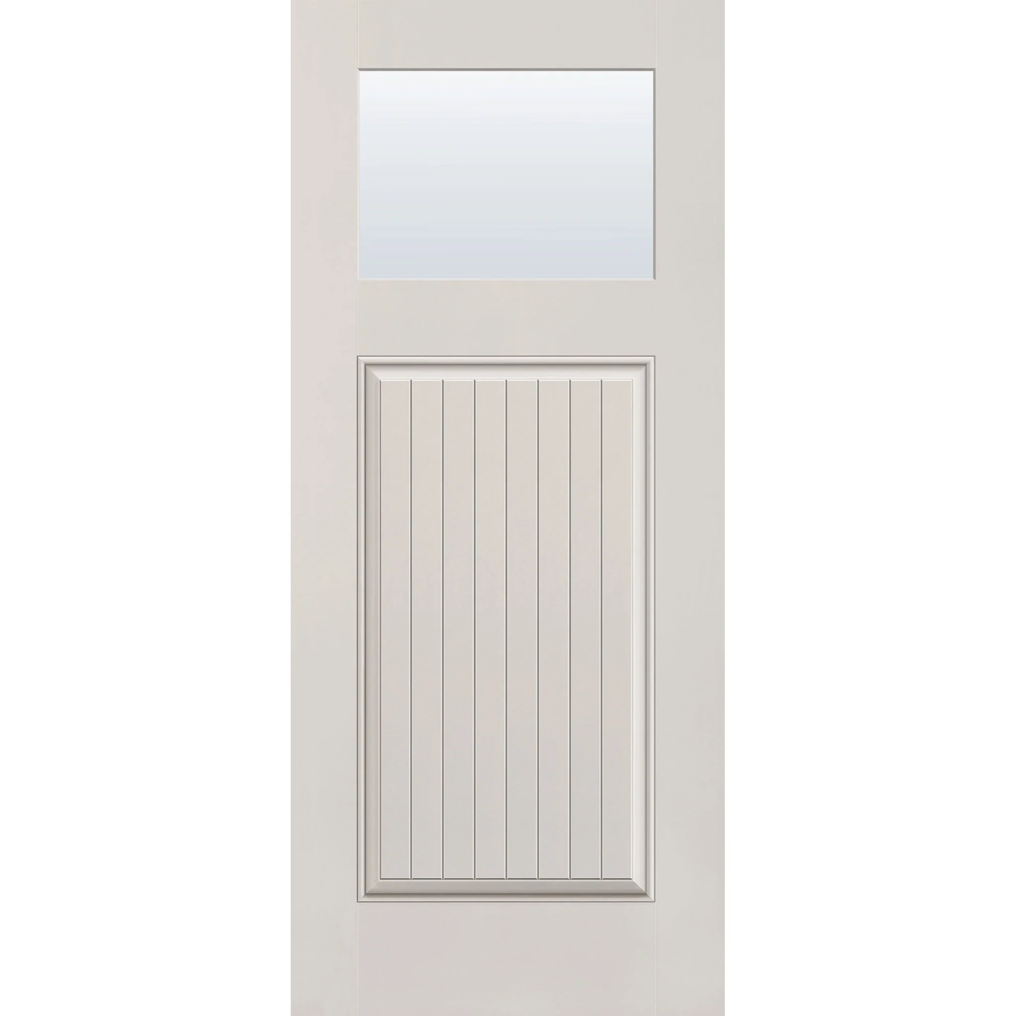 Clear Flush Glazed Hurricane-Rated Fiberglass Entry Door - Craftsman Plank (34" x 80")