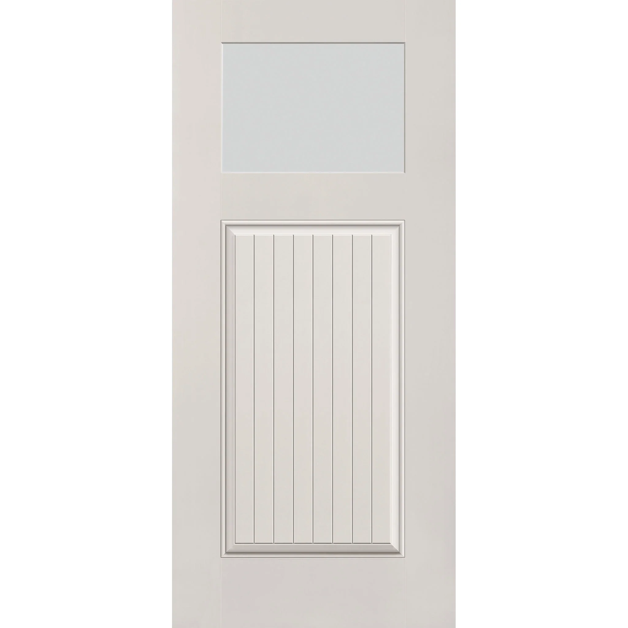 Frost Flush Glazed Hurricane-Rated Fiberglass Entry Door - Craftsman Plank (36" x 80")