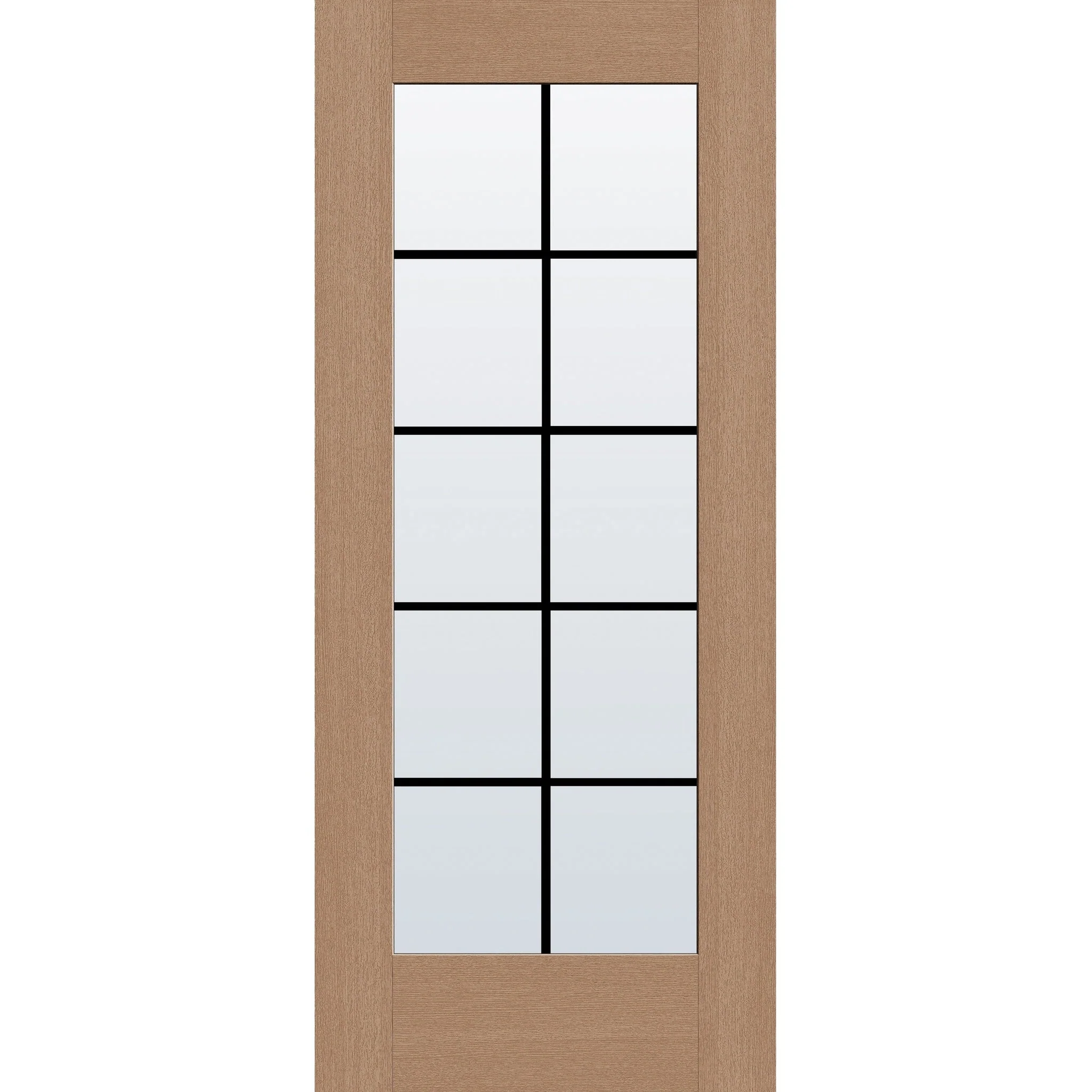 Grills Between Glass 10 Light Flush Glazed Fiberglass Entry Door - Full Lite (34" x 80")