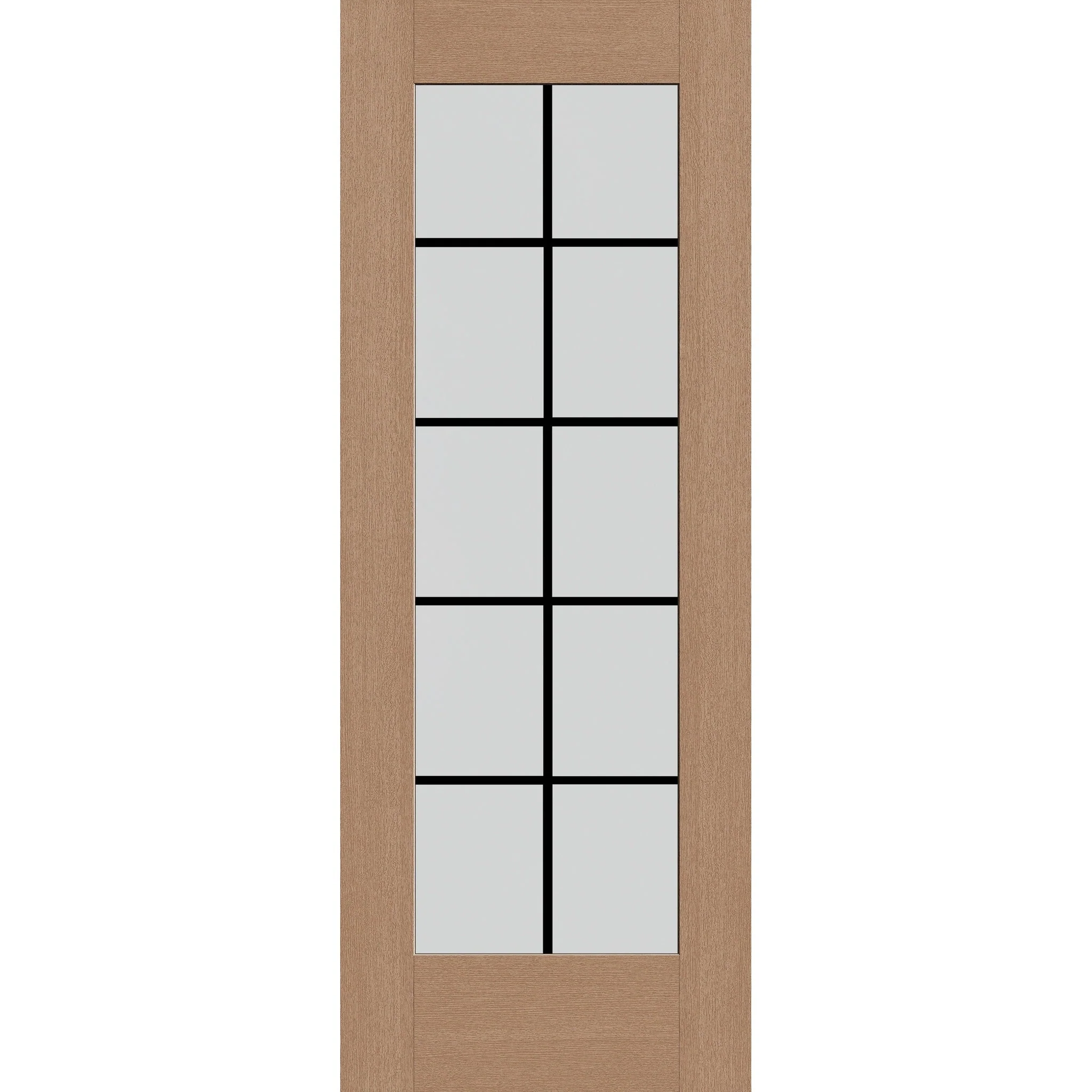 Grills Between Glass 10 Light Flush Glazed Hurricane-Rated Fiberglass Entry Door - Full Lite (30" x 80")