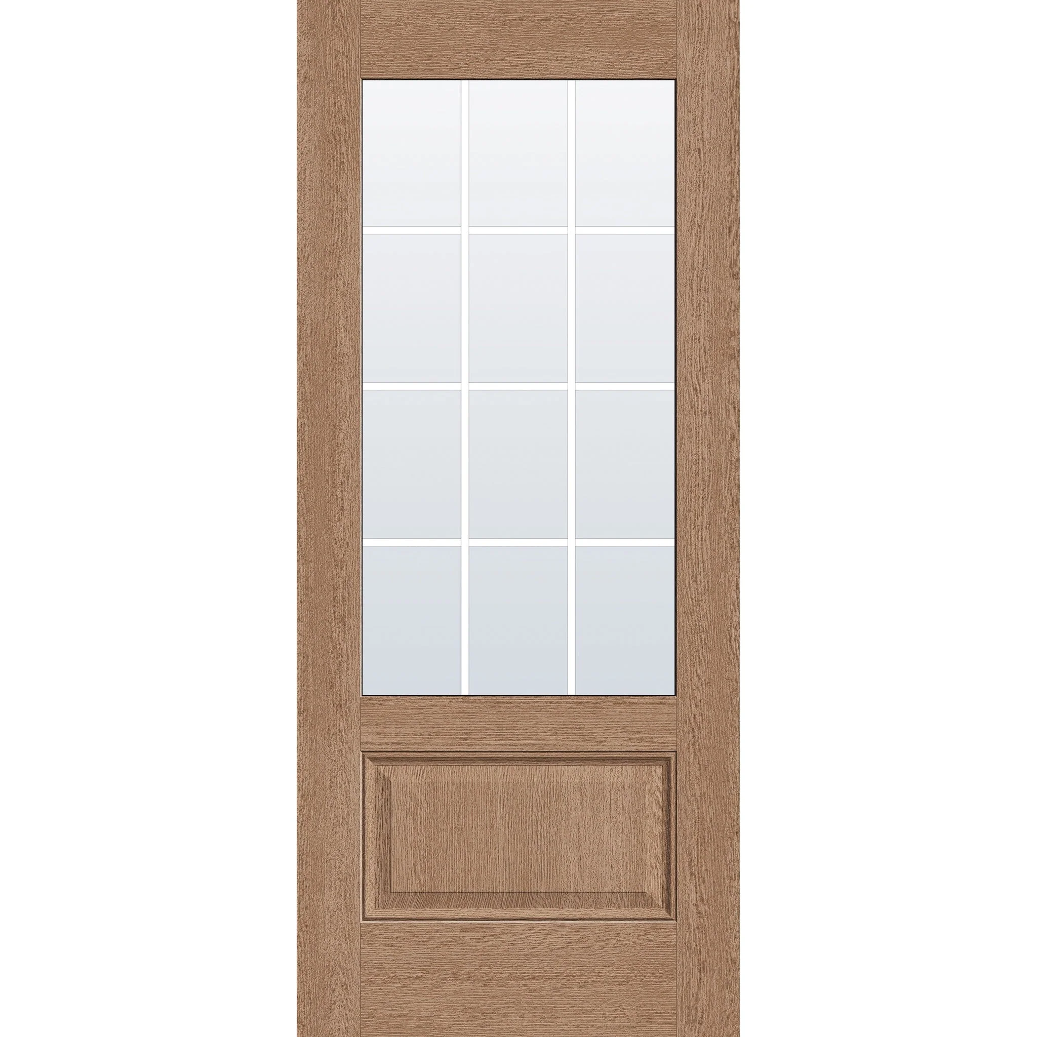 Grills Between Glass 12 Light Flush Glazed Fiberglass Entry Door - 3/4 Lite (34" x 80")