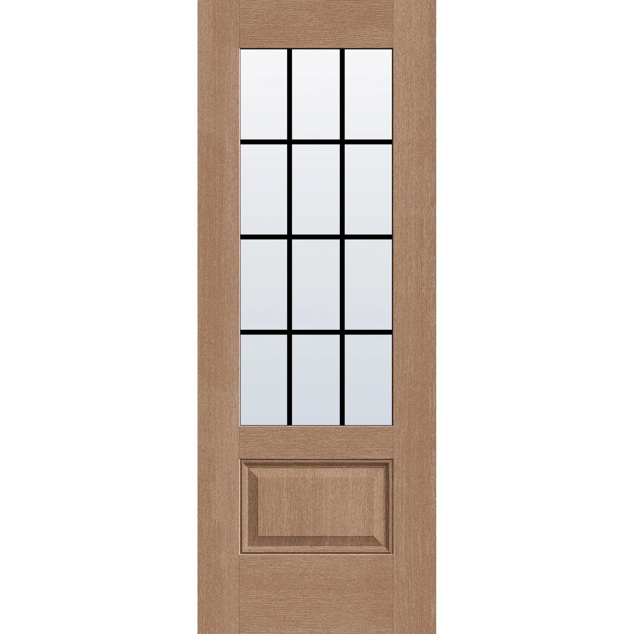 Grills Between Glass 12 Light Flush Glazed Hurricane-Rated Fiberglass Entry Door - 3/4 Lite (30" x 80")