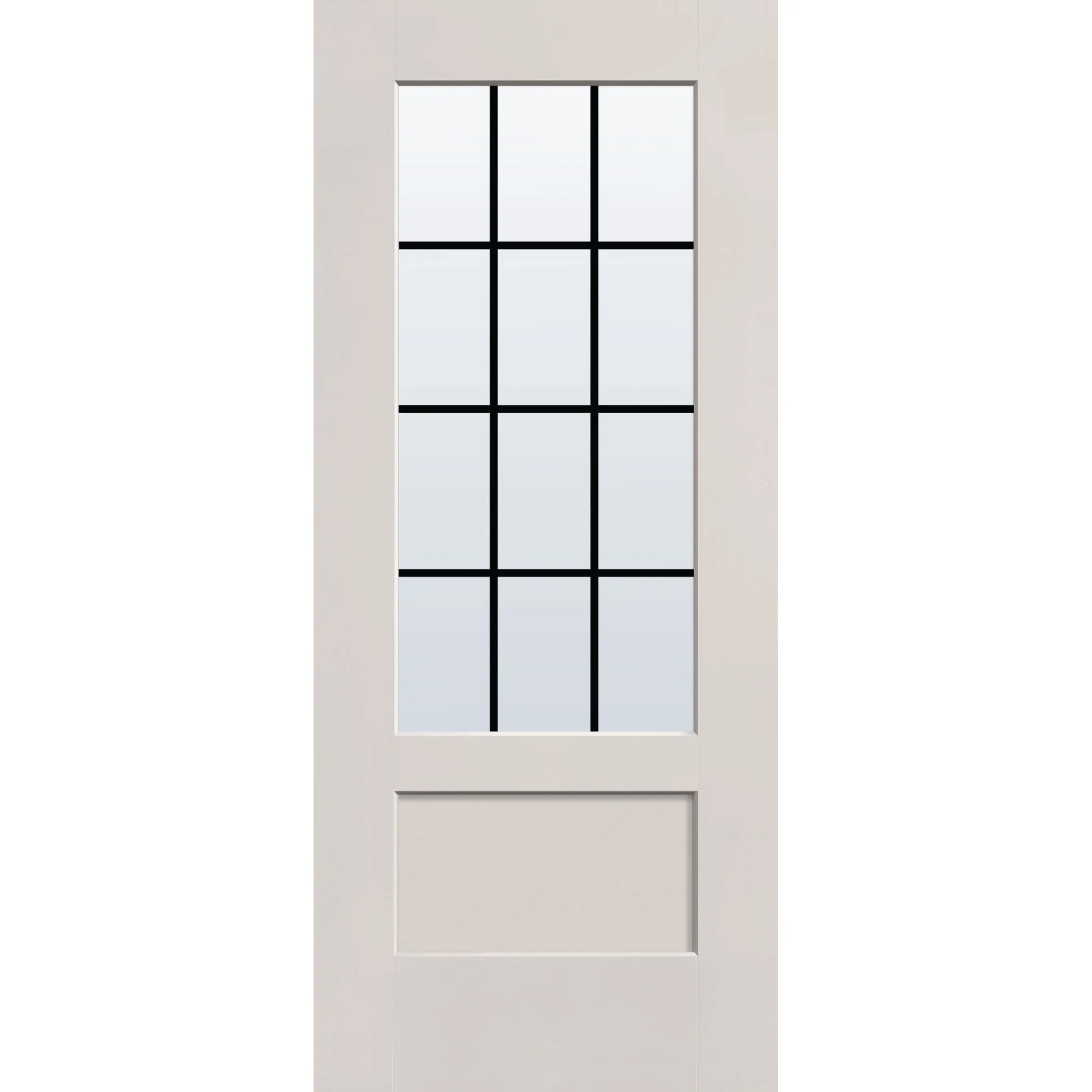 Grills Between Glass 12 Light Flush Glazed Hurricane-Rated Fiberglass Entry Door - 3/4 Lite Shaker (34" x 80")