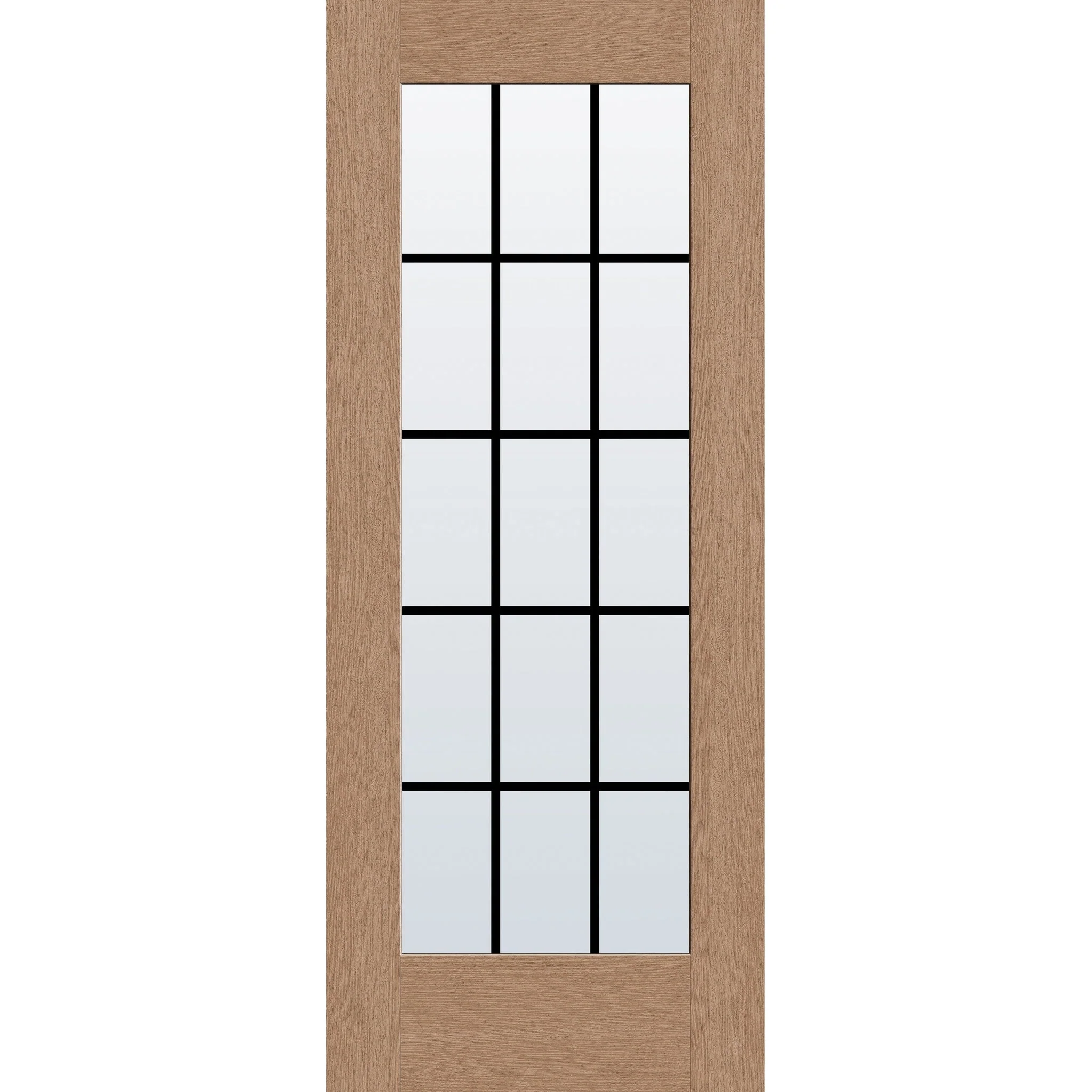 Grills Between Glass 15 Light Flush Glazed Hurricane-Rated Fiberglass Entry Door - Full Lite (32" x 80")