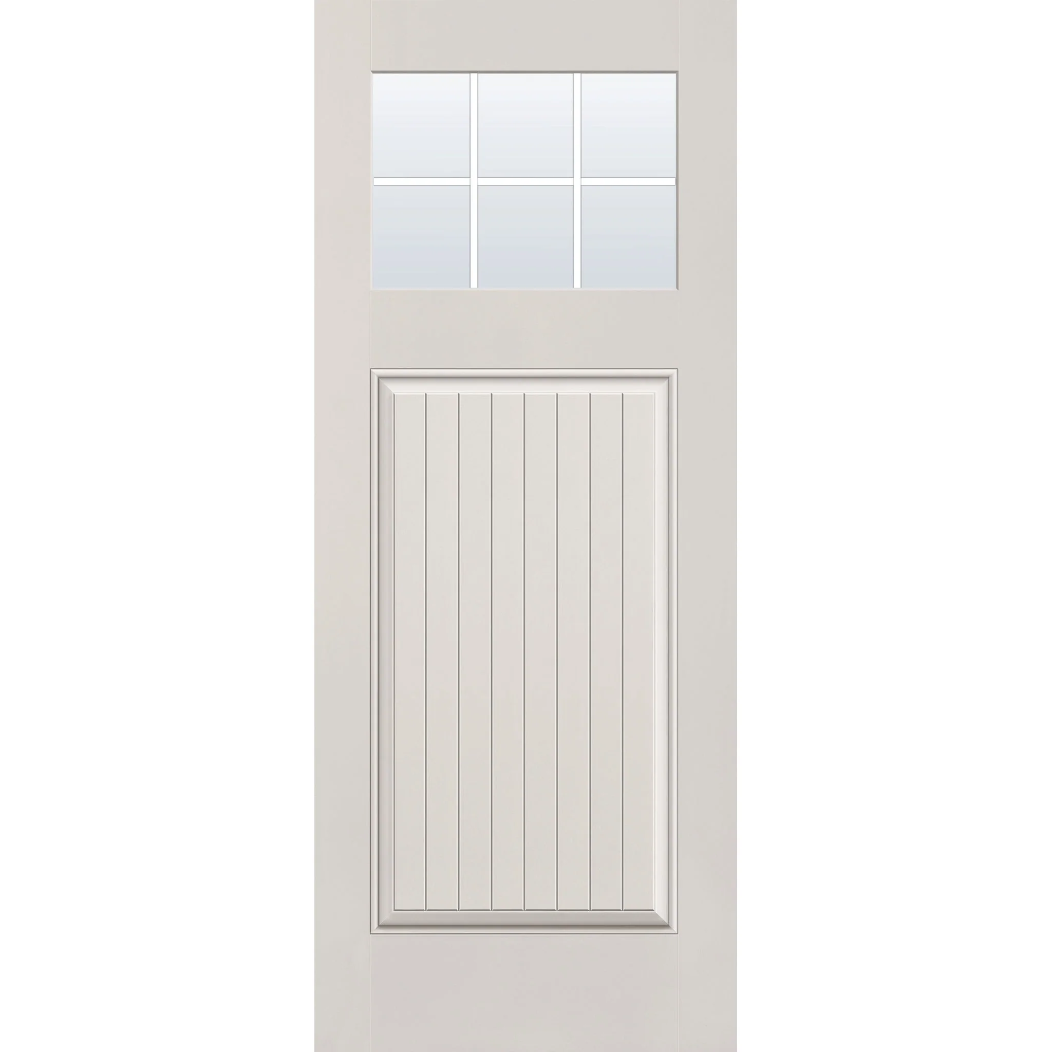 Grills Between Glass 6 Light Flush Glazed Fiberglass Entry Door - Craftsman Plank (32" x 80")