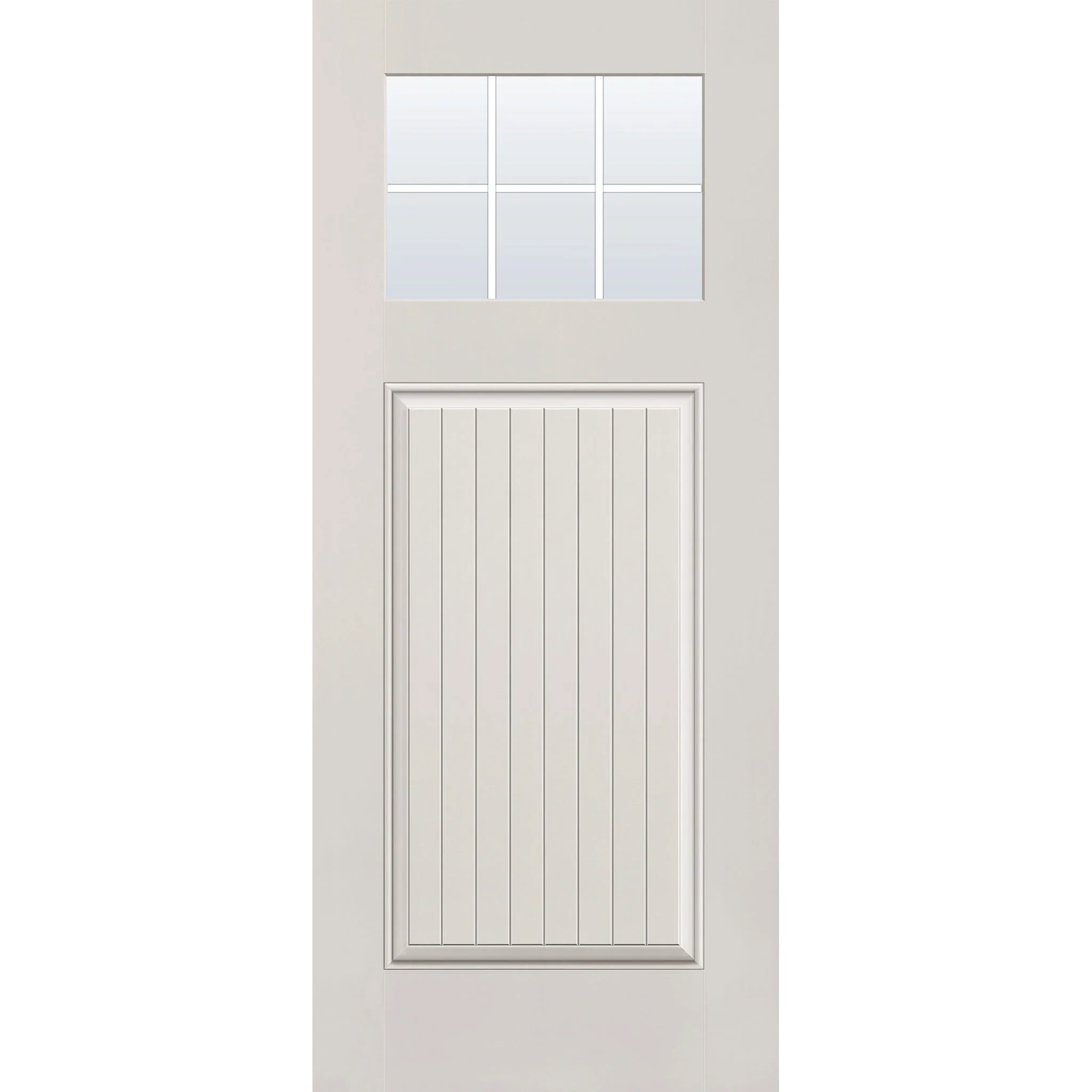 Grills Between Glass 6 Light Flush Glazed Hurricane-Rated Fiberglass Entry Door - Craftsman Plank (34" x 80")