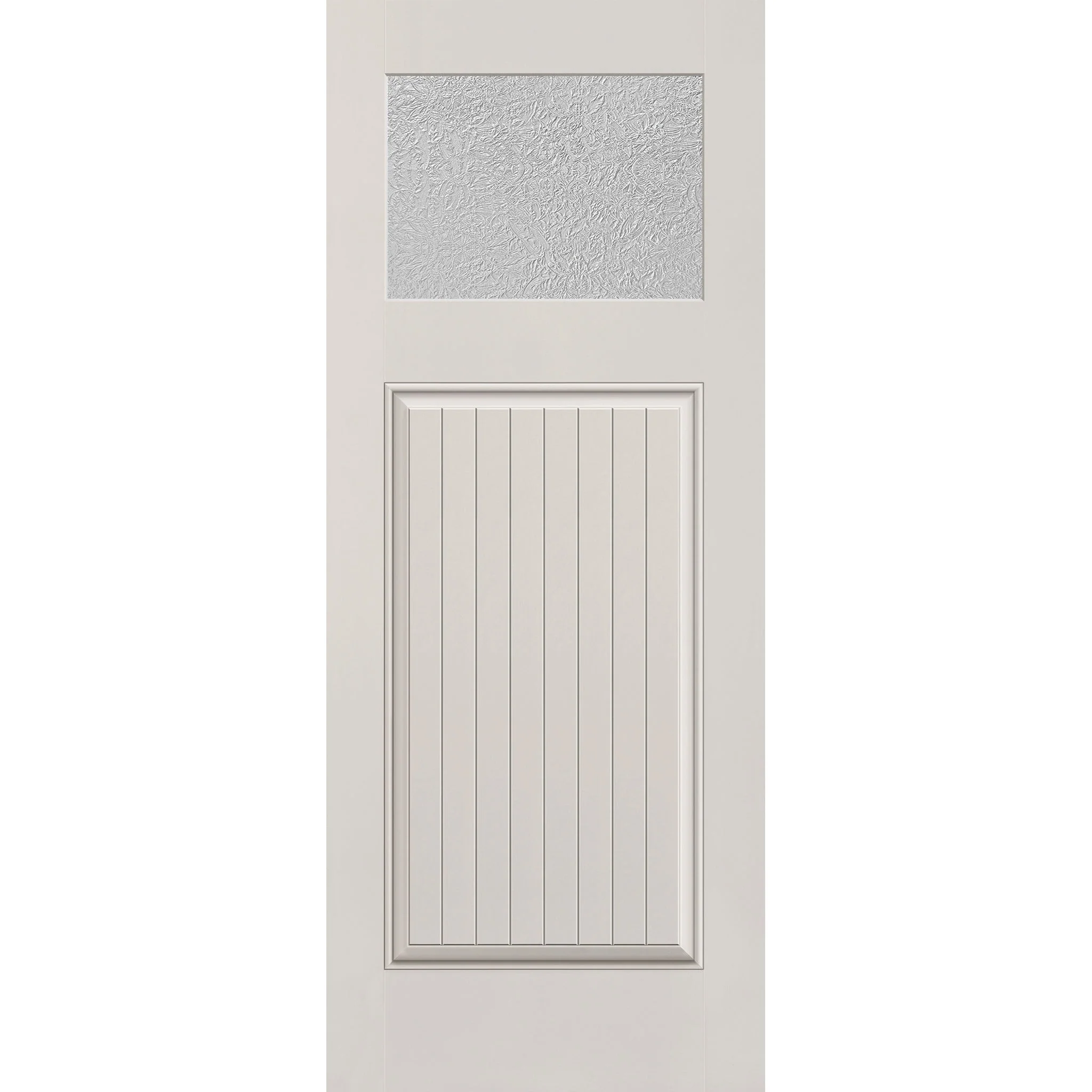 Micro-Granite Flush Glazed Hurricane-Rated Fiberglass Entry Door - Craftsman Plank (32" x 80")