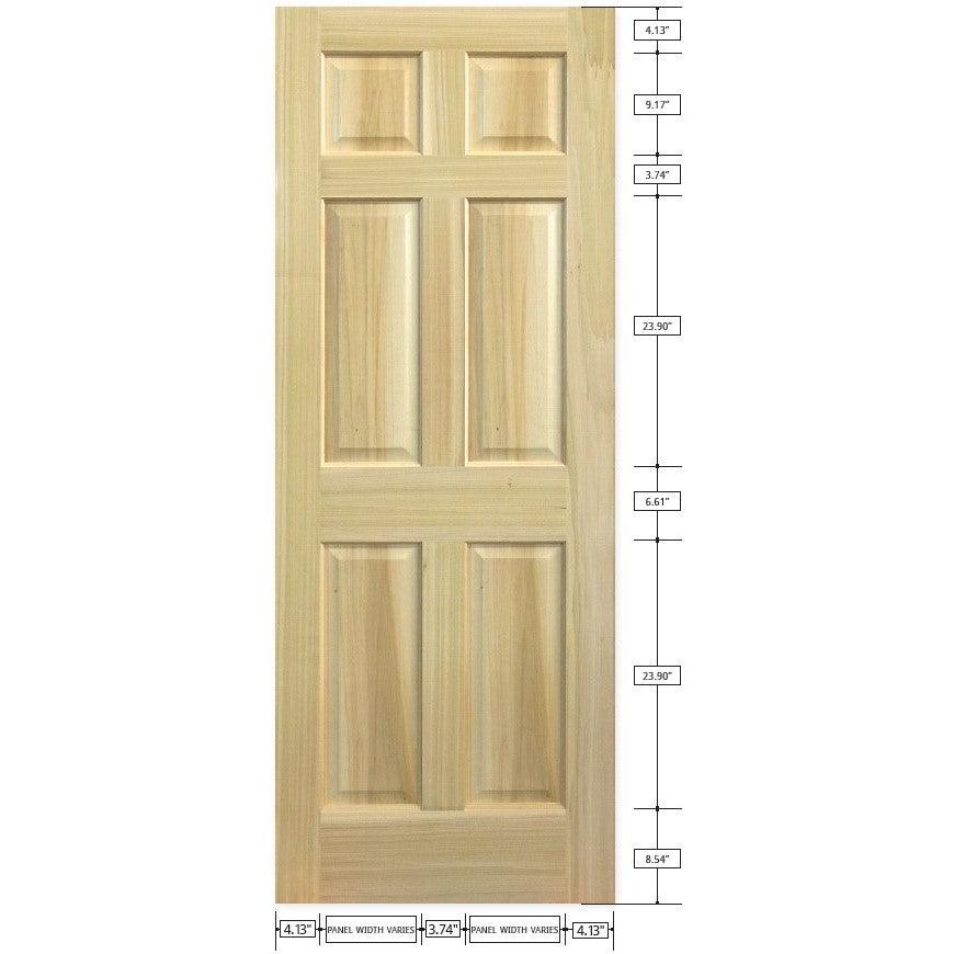 Poplar Interior Door Slab (6 Panel) - Image 4