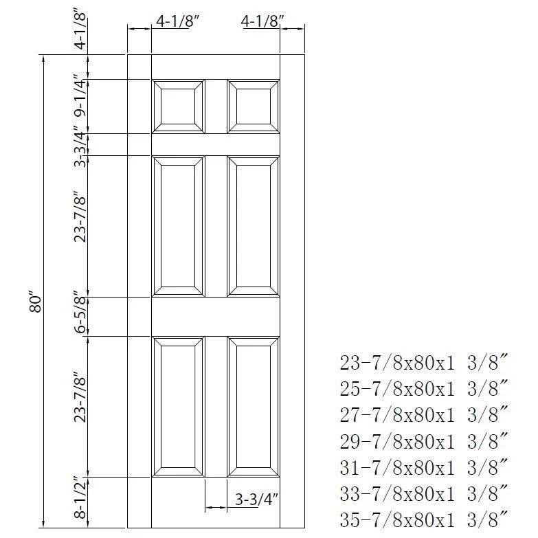 Poplar Interior Door Slab (6 Panel) - Image 8