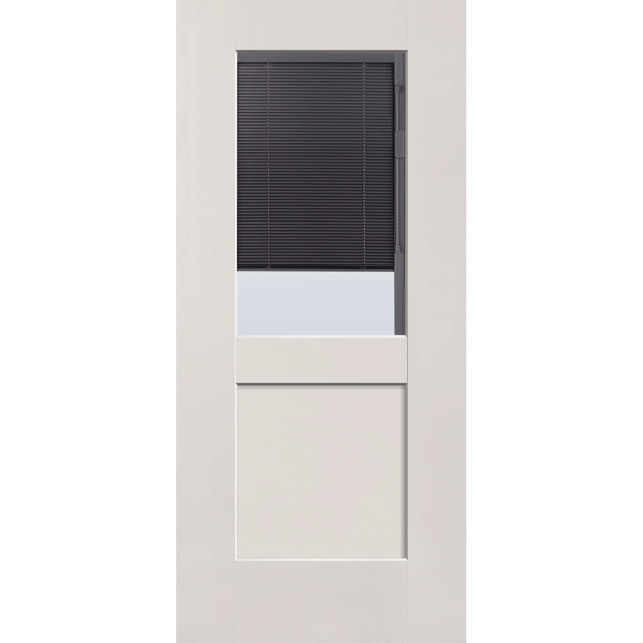 Raise & Lower Blinds Flush Glazed Fiberglass Entry Door - Half Lite Shaker (36" x 80") - Image 2